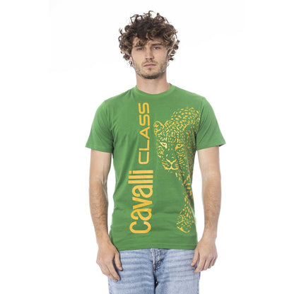 Cavalli Class Grünes Herren-T-Shirt aus Baumwolle