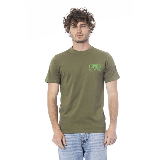 Cavalli Class Grünes Herren-T-Shirt aus Baumwolle