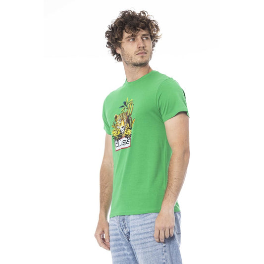 Cavalli Class Grünes Herren-T-Shirt aus Baumwolle