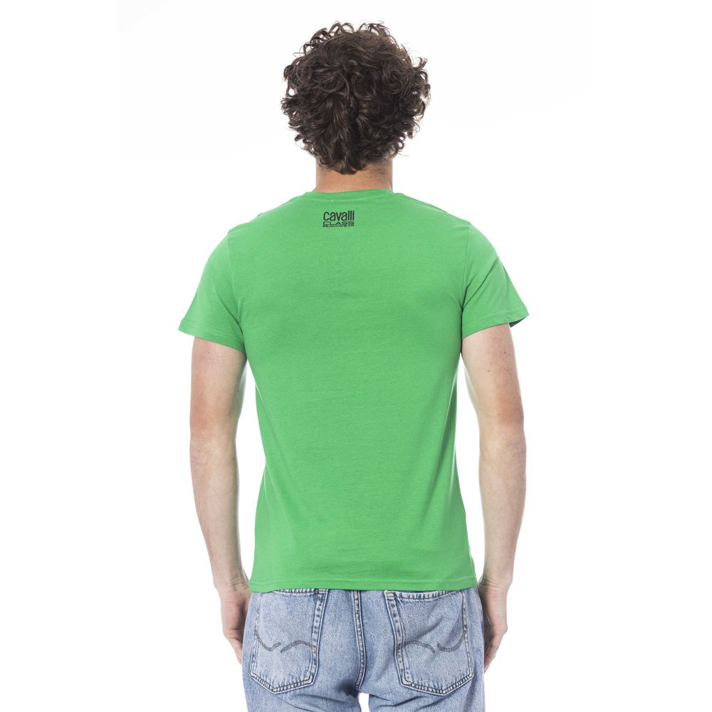 Cavalli Class Grünes Herren-T-Shirt aus Baumwolle
