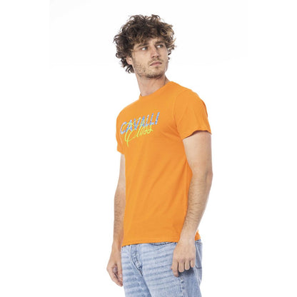 Cavalli Class Orangefarbenes Herren-T-Shirt aus Baumwolle