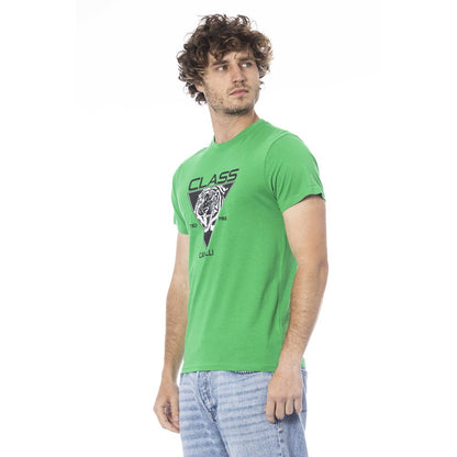 Cavalli Class Grünes Herren-T-Shirt aus Baumwolle