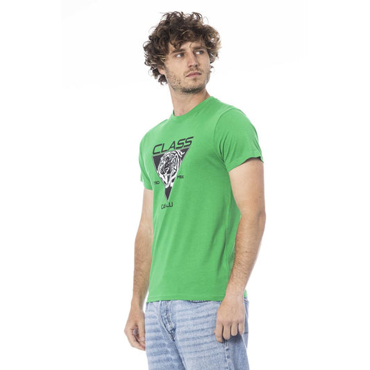 Cavalli Class Grünes Herren-T-Shirt aus Baumwolle