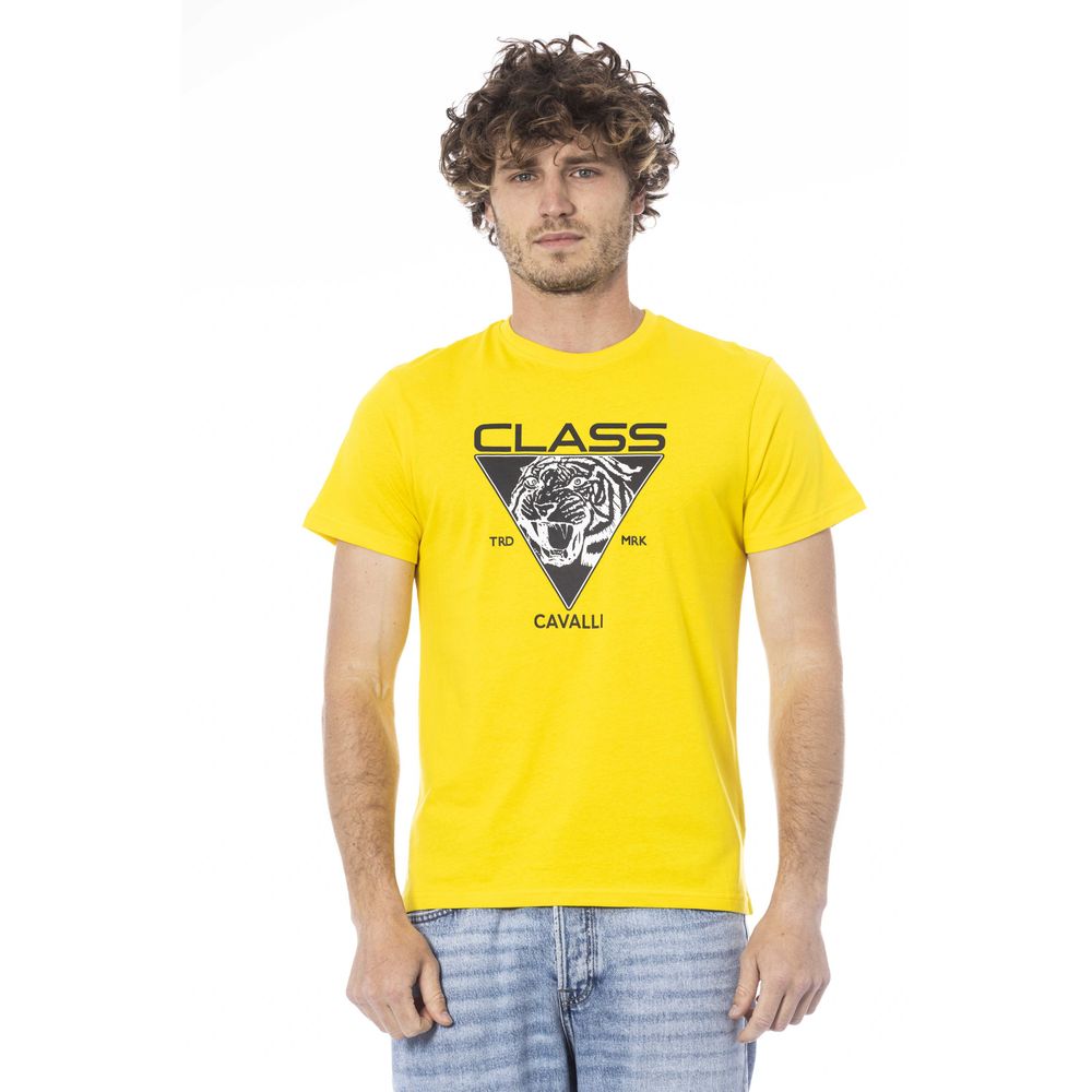 Cavalli Class Gelbes Herren-T-Shirt aus Baumwolle