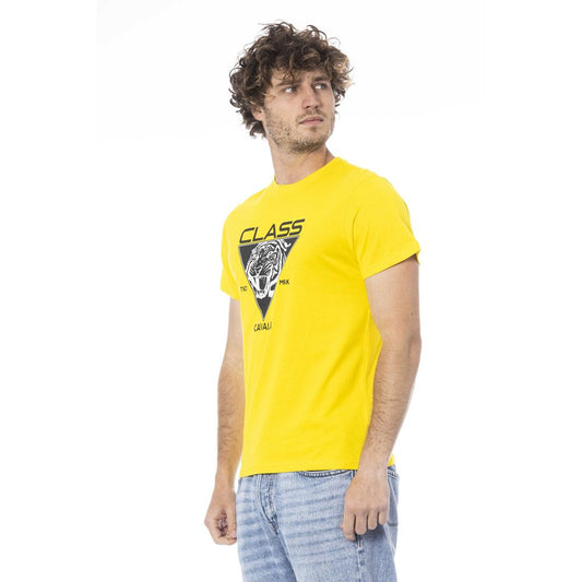Cavalli Class Gelbes Herren-T-Shirt aus Baumwolle