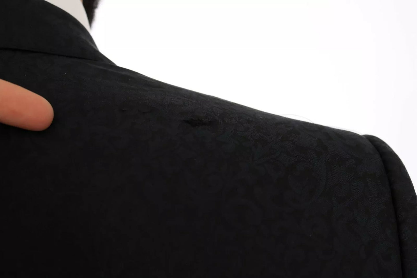 Dolce &amp; Gabbana – Blauer Jacquard-Blazer mit schmalem Blumenmuster