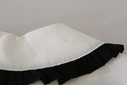 Dolce &amp; Gabbana – Weiße Seidenbluse mit Rüschen und abgerundetem Kragen