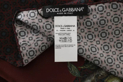 Dolce &amp; Gabbana Bordeaux Damen-Wickelschal aus 100 % Seide mit Blumenmuster
