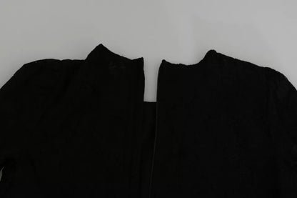 Dolce &amp; Gabbana – Schwarze Bluse mit langen Ärmeln aus Spitze „STAFF“