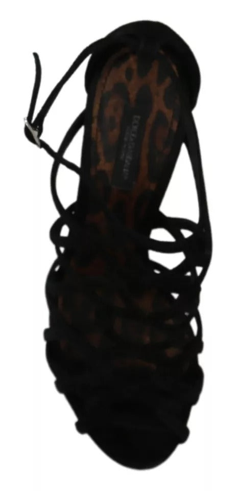 Dolce &amp; Gabbana – Stiletto-Schuhe aus schwarzem Wildleder mit Knöchelriemen