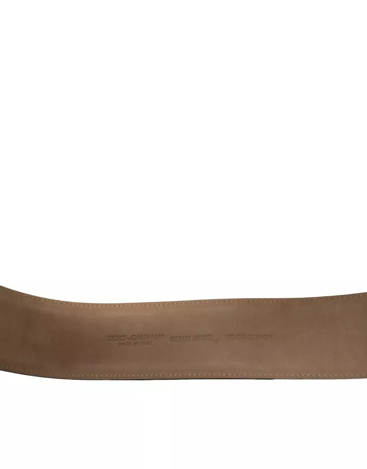 Dolce &amp; Gabbana Schwarzer Ledergürtel mit ovaler Metallschnalle und Gold