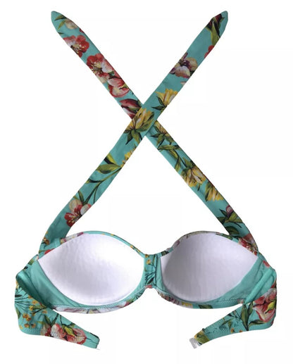 Dolce &amp; Gabbana – Mintgrünes Beachwear-Bikinioberteil mit Blumendruck