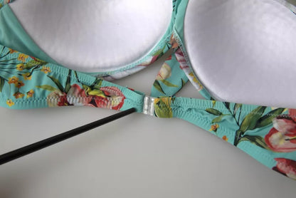 Dolce &amp; Gabbana – Mintgrünes Beachwear-Bikinioberteil mit Blumendruck