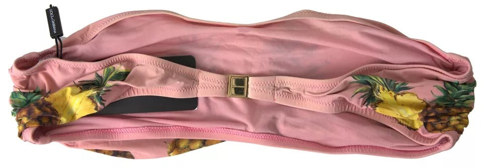 Dolce &amp; Gabbana – Pink bedrucktes Beachwear-Bikinioberteil
