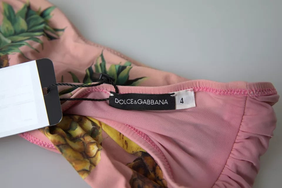 Dolce &amp; Gabbana – Pink bedrucktes Beachwear-Bikinioberteil