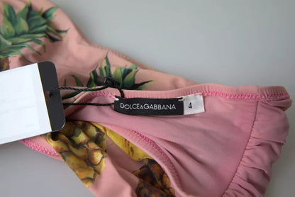 Dolce &amp; Gabbana – Pink bedrucktes Beachwear-Bikinioberteil