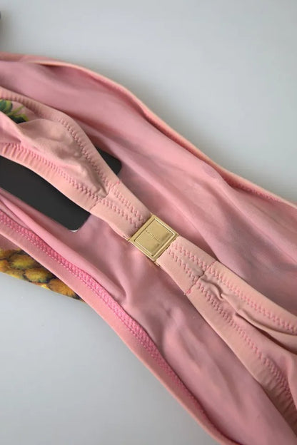 Dolce &amp; Gabbana – Pink bedrucktes Beachwear-Bikinioberteil