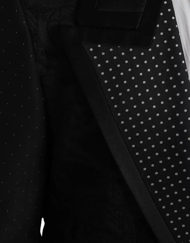 Dolce &amp; Gabbana – Einreihiger Blazer aus schwarzer und silberner Seide