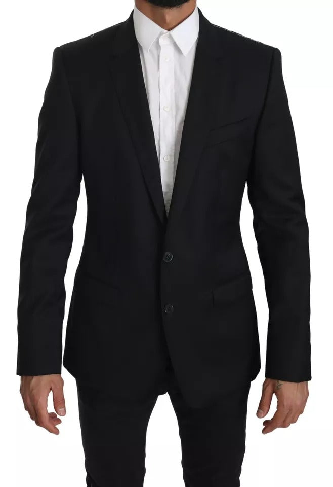 Dolce &amp; Gabbana Schwarzer schmaler Jackenmantel Blazer MARTINI