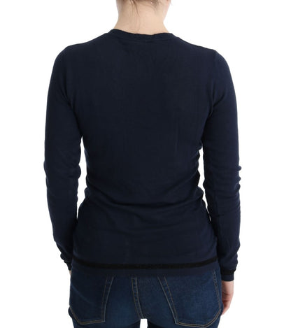 Costume National – Blauer Viskosepullover mit V-Ausschnitt