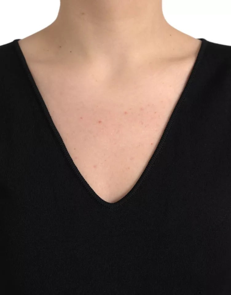 Dolce &amp; Gabbana – Ärmelloses, figurbetontes Midikleid aus schwarzer Viskose