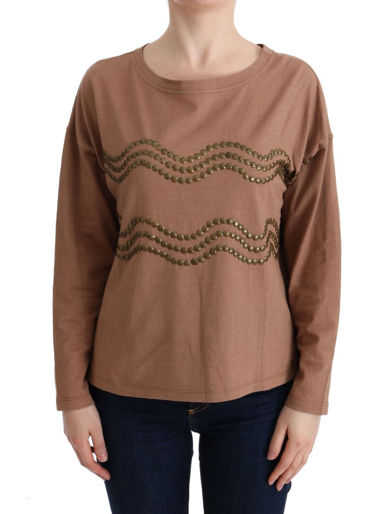 John Galliano Brauner Pullover aus Baumwolle mit Nieten