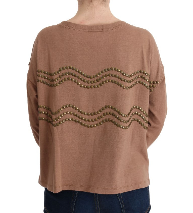 John Galliano Brauner Pullover aus Baumwolle mit Nieten