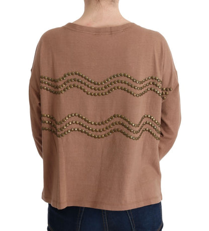 John Galliano Brauner Pullover aus Baumwolle mit Nieten