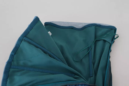 Dolce &amp; Gabbana – Etuikleid aus gerüschtem Tüll mit blauem Netzbesatz