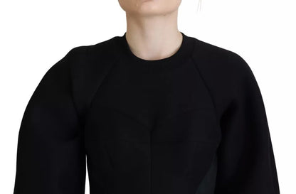Dolce &amp; Gabbana – Schwarzes Minikleid in A-Linie aus Baumwolle mit langen Ärmeln