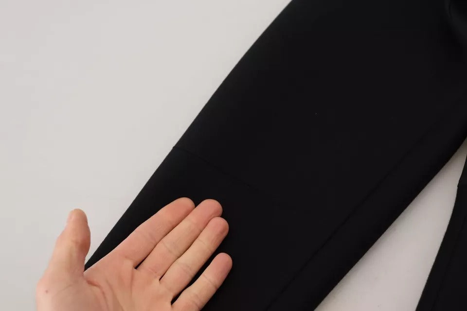 Dolce &amp; Gabbana – Schwarzes Minikleid in A-Linie aus Baumwolle mit langen Ärmeln