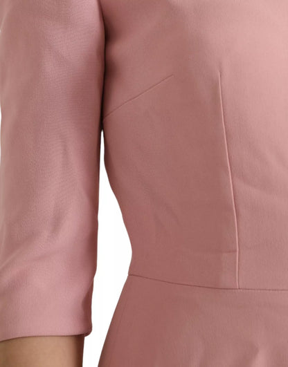 Dolce &amp; Gabbana – Rosafarbenes A-Linien-Kleid aus Viskose mit ausgestellten Ärmeln