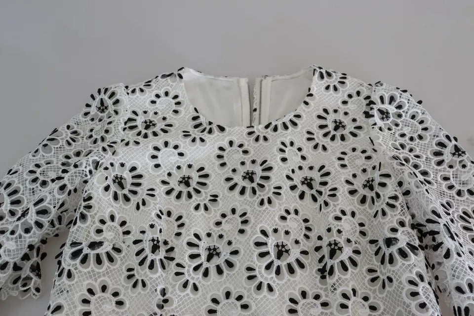 Dolce &amp; Gabbana – Weißes Midikleid aus Polyester in A-Linie mit Cut-out-Design