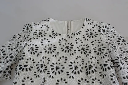 Dolce &amp; Gabbana – Weißes Midikleid aus Polyester in A-Linie mit Cut-out-Design