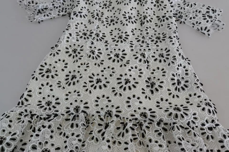 Dolce &amp; Gabbana – Weißes Midikleid aus Polyester in A-Linie mit Cut-out-Design