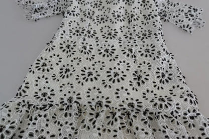 Dolce &amp; Gabbana – Weißes Midikleid aus Polyester in A-Linie mit Cut-out-Design