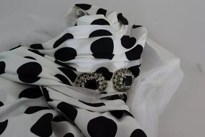 Dolce &amp; Gabbana – Weißes One-Shoulder-Kleid mit Punkten und Kristallen