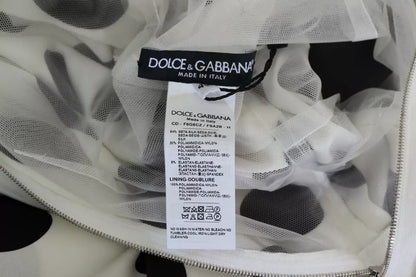 Dolce &amp; Gabbana – Weißes One-Shoulder-Kleid mit Punkten und Kristallen