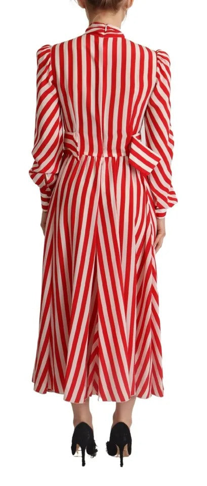 Dolce &amp; Gabbana – Maxikleid aus Seide in A-Linie, Weiß und Rot