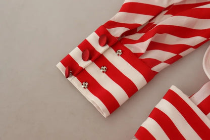 Dolce &amp; Gabbana – Maxikleid aus Seide in A-Linie, Weiß und Rot