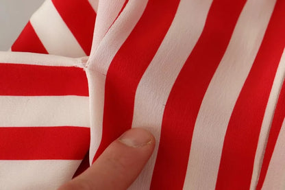 Dolce &amp; Gabbana – Maxikleid aus Seide in A-Linie, Weiß und Rot