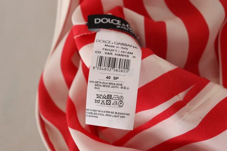 Dolce &amp; Gabbana – Maxikleid aus Seide in A-Linie, Weiß und Rot