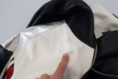 Dolce &amp; Gabbana – Blouson-Manteljacke aus schwarzem Leder mit Kapuze