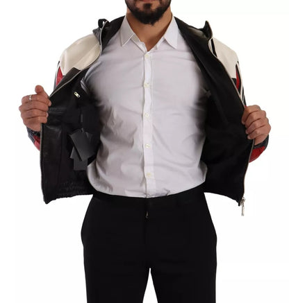 Dolce &amp; Gabbana – Schwarze Blousonjacke aus Leder mit Kapuze