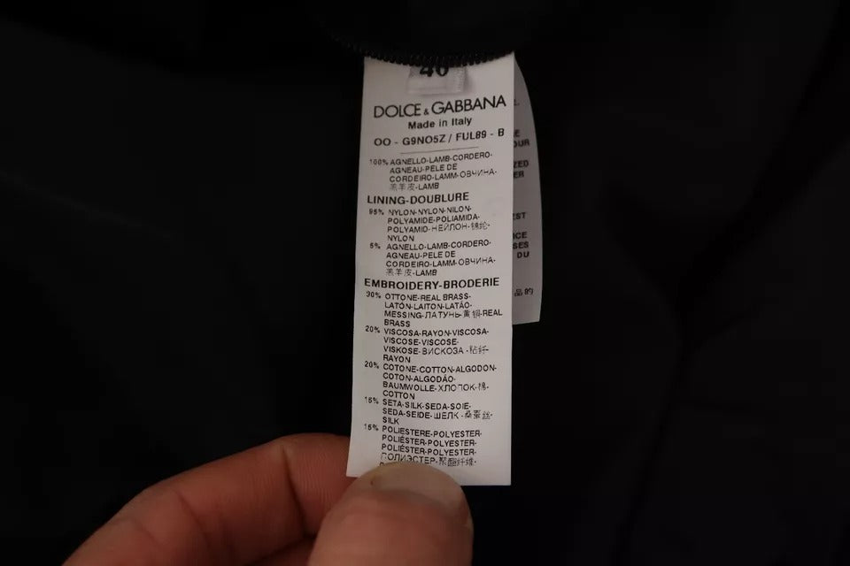 Dolce &amp; Gabbana – Schwarze Blousonjacke aus Leder mit Kapuze