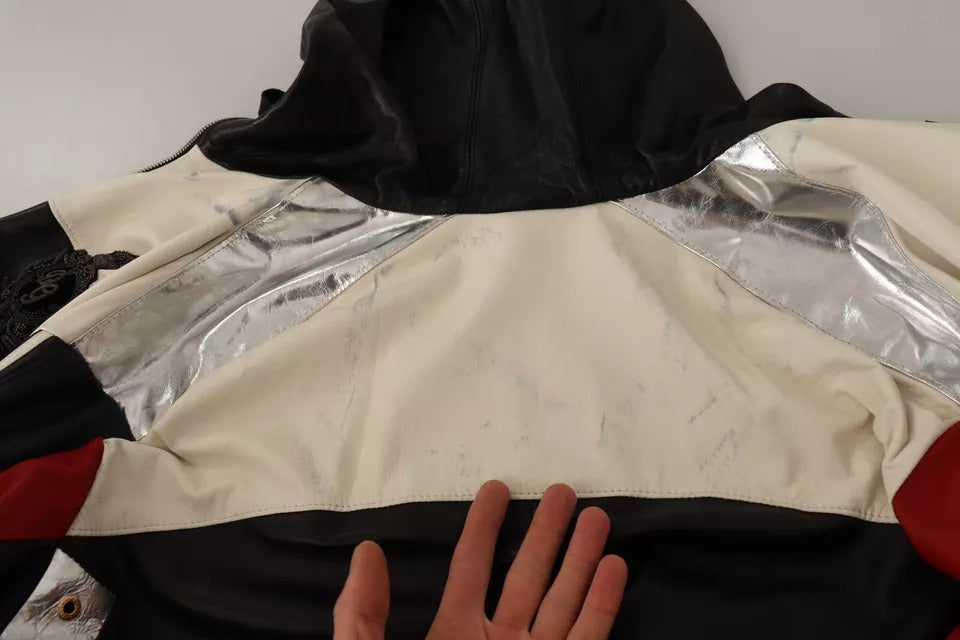 Dolce &amp; Gabbana – Schwarze Blousonjacke aus Leder mit Kapuze