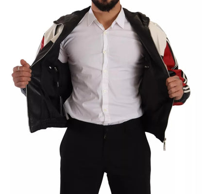 Dolce &amp; Gabbana – Schwarze Blousonjacke aus Leder mit Kapuze