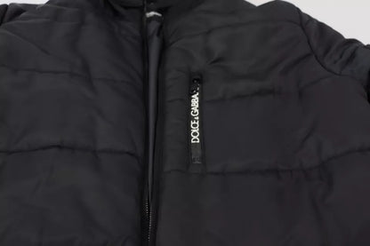Dolce &amp; Gabbana Schwarzer Nylon-Parka mit Kapuze, Winterjacke
