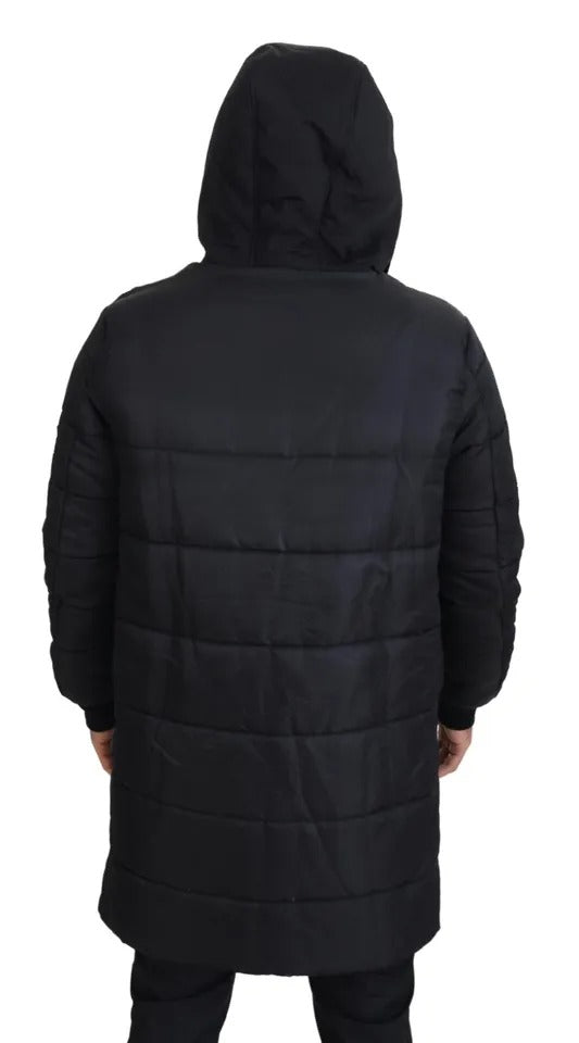 Dolce &amp; Gabbana Schwarzer Nylon-Parka mit Kapuze, Winterjacke