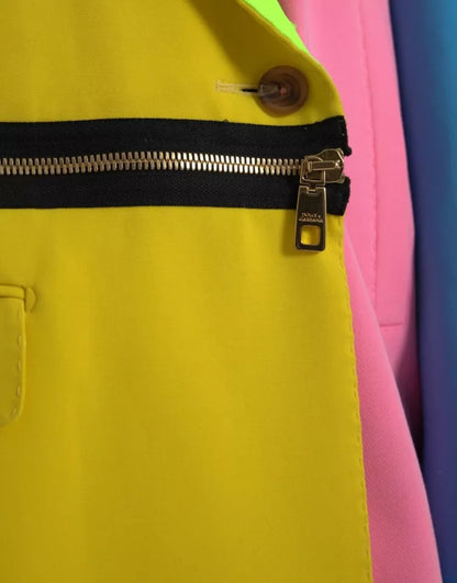 Dolce &amp; Gabbana – Mehrfarbige Patchwork-Manteljacke mit steigendem Revers